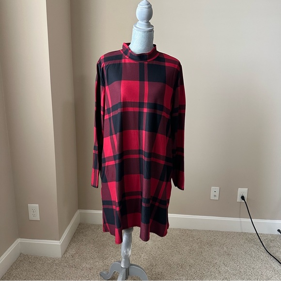NWT Maurice’s XXL Red & Black Buffalo Plaid Mock Turtleneck Dress - Picture 3 of 13